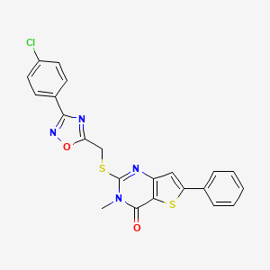 molecular formula C22H15ClN4O2S2 B2483311 5-(2-ethyl-5,8-dioxo-5,6,7,8-tetrahydro-4H-pyrazolo[1,5-a][1,3]diazepin-3-yl)-2-methoxy-N-(2-methylbenzyl)benzenesulfonamide CAS No. 1115958-81-0