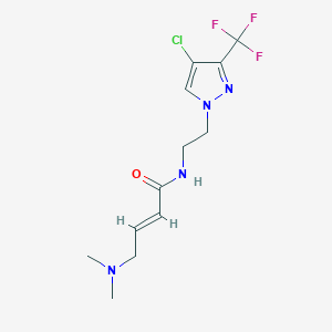 molecular formula C12H16ClF3N4O B2483313 (E)-N-[2-[4-Chloro-3-(trifluoromethyl)pyrazol-1-yl]ethyl]-4-(dimethylamino)but-2-enamide CAS No. 2411327-58-5