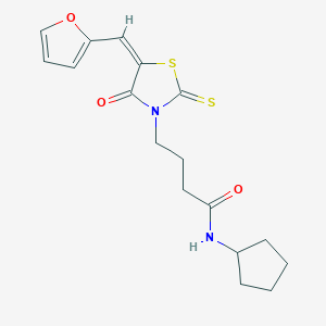 molecular formula C17H20N2O3S2 B2483324 (E)-N-cyclopentyl-4-(5-(furan-2-ylmethylene)-4-oxo-2-thioxothiazolidin-3-yl)butanamide CAS No. 682764-07-4