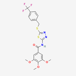 molecular formula C20H18F3N3O4S2 B2483325 3,4,5-trimethoxy-N-(5-((4-(trifluoromethyl)benzyl)thio)-1,3,4-thiadiazol-2-yl)benzamide CAS No. 392301-58-5