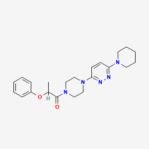 molecular formula C22H29N5O2 B2483334 2-Phenoxy-1-(4-(6-(piperidin-1-yl)pyridazin-3-yl)piperazin-1-yl)propan-1-one CAS No. 898406-32-1