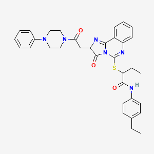 molecular formula C34H36N6O3S B2483344 N-(4-ethylphenyl)-2-({3-oxo-2-[2-oxo-2-(4-phenylpiperazin-1-yl)ethyl]-2H,3H-imidazo[1,2-c]quinazolin-5-yl}sulfanyl)butanamide CAS No. 1173776-65-2