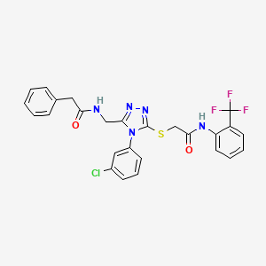 molecular formula C26H21ClF3N5O2S B2483345 2-{[4-(3-chlorophenyl)-5-[(2-phenylacetamido)methyl]-4H-1,2,4-triazol-3-yl]sulfanyl}-N-[2-(trifluoromethyl)phenyl]acetamide CAS No. 389071-47-0