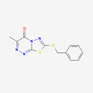 molecular formula C12H10N4OS2 B2483347 7-(benzylthio)-3-methyl-4H-[1,3,4]thiadiazolo[2,3-c][1,2,4]triazin-4-one CAS No. 96678-30-7