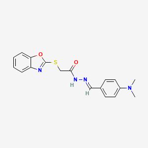 molecular formula C18H18N4O2S B2483354 (E)-2-(benzo[d]oxazol-2-ylthio)-N'-(4-(dimethylamino)benzylidene)acetohydrazide CAS No. 113546-72-8