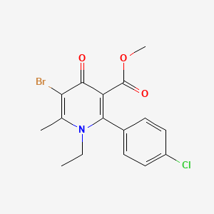 molecular formula C16H15BrClNO3 B2483355 Methyl 5-bromo-2-(4-chlorophenyl)-1-ethyl-6-methyl-4-oxo-1,4-dihydro-3-pyridinecarboxylate CAS No. 866154-96-3