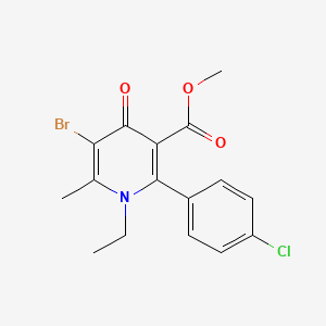 molecular formula C16H15BrClNO3 B2483355 5-Bromo-2-(4-clorofenil)-1-etil-6-metil-4-oxo-1,4-dihidro-3-piridinocarboxilato de metilo CAS No. 866154-96-3