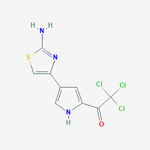 molecular formula C9H6Cl3N3OS B2483358 1-[4-(2-amino-1,3-thiazol-4-yl)-1H-pyrrol-2-yl]-2,2,2-trichloroethan-1-one CAS No. 1820665-66-4