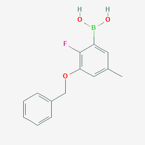 molecular formula C14H14BFO3 B2483363 Ácido 3-(benciloxi)-2-fluoro-5-metilfenilborónico CAS No. 2096338-26-8