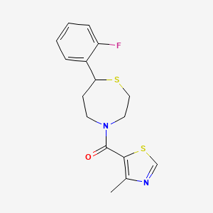 molecular formula C16H17FN2OS2 B2483369 (7-(2-Fluorophenyl)-1,4-thiazepan-4-yl)(4-methylthiazol-5-yl)methanone CAS No. 1705508-19-5