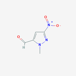 molecular formula C5H5N3O3 B2483377 1-methyl-3-nitro-1H-pyrazole-5-carbaldehyde CAS No. 1215121-75-7