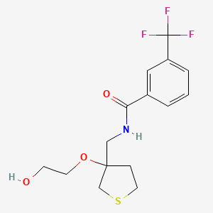 molecular formula C15H18F3NO3S B2483379 N-((3-(2-hydroxyethoxy)tetrahydrothiophen-3-yl)methyl)-3-(trifluoromethyl)benzamide CAS No. 2319847-21-5