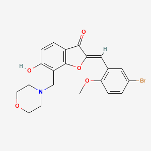 molecular formula C21H20BrNO5 B2483382 (Z)-2-(5-bromo-2-methoxybenzylidene)-6-hydroxy-7-(morpholinomethyl)benzofuran-3(2H)-one CAS No. 899389-81-2