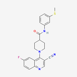 molecular formula C23H21FN4OS B2483392 N-(2-甲氧基乙基)-1-(2-甲基苯基)-1H-1,2,3-苯并三唑-5-甲酰胺 CAS No. 1207012-85-8