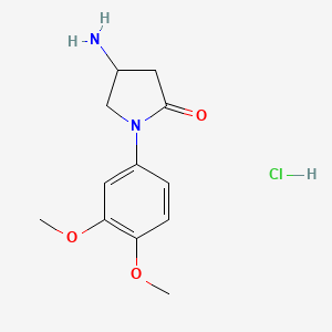 molecular formula C12H17ClN2O3 B2483394 4-Amino-1-(3,4-dimethoxyphenyl)pyrrolidin-2-one hydrochloride CAS No. 2034575-12-5