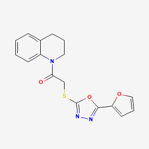 molecular formula C17H15N3O3S B2483403 1-(3,4-dihydroquinolin-1(2H)-yl)-2-((5-(furan-2-yl)-1,3,4-oxadiazol-2-yl)thio)ethanone CAS No. 484646-66-4
