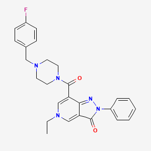 molecular formula C26H26FN5O2 B2483405 5-ethyl-7-(4-(4-fluorobenzyl)piperazine-1-carbonyl)-2-phenyl-2H-pyrazolo[4,3-c]pyridin-3(5H)-one CAS No. 1040649-42-0