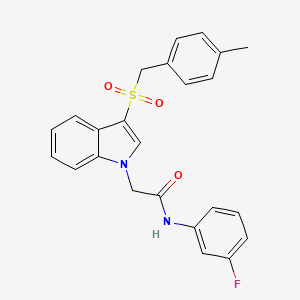 molecular formula C24H21FN2O3S B2483406 N-(3-fluorophenyl)-2-(3-((4-methylbenzyl)sulfonyl)-1H-indol-1-yl)acetamide CAS No. 878061-83-7