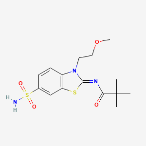 molecular formula C15H21N3O4S2 B2483416 (Z)-N-(3-(2-methoxyethyl)-6-sulfamoylbenzo[d]thiazol-2(3H)-ylidene)pivalamide CAS No. 865160-46-9
