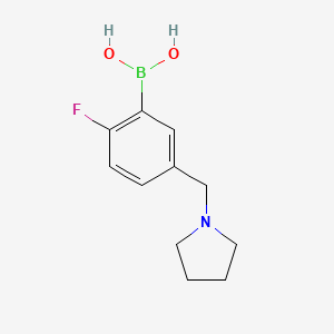 molecular formula C11H15BFNO2 B2483417 Boronic acid, B-[2-fluoro-5-(1-pyrrolidinylmethyl)phenyl]- CAS No. 1334173-41-9