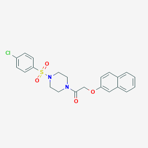 molecular formula C22H21ClN2O4S B248342 2-{4-[(4-Chlorophenyl)sulfonyl]-1-piperazinyl}-2-oxoethyl 2-naphthyl ether 