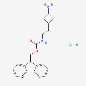 molecular formula C21H25ClN2O2 B2483424 9H-Fluoren-9-ylmethyl N-[2-(3-aminocyclobutyl)ethyl]carbamate;hydrochloride CAS No. 2580206-88-6