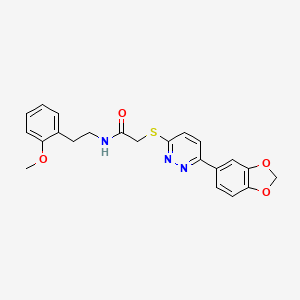 molecular formula C22H21N3O4S B2483434 2-((6-(benzo[d][1,3]dioxol-5-yl)pyridazin-3-yl)thio)-N-(2-methoxyphenethyl)acetamide CAS No. 872695-96-0