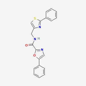 molecular formula C20H15N3O2S B2483435 5-phenyl-N-((2-phenylthiazol-4-yl)methyl)oxazole-2-carboxamide CAS No. 1798490-65-9