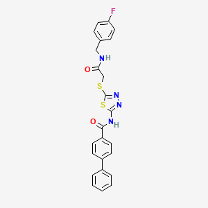 molecular formula C24H19FN4O2S2 B2483438 N-(5-((2-((4-氟苄基)氨基)-2-氧代乙基)硫)-1,3,4-噻二唑-2-基)-[1,1'-联苯]-4-甲酰胺 CAS No. 868974-59-8