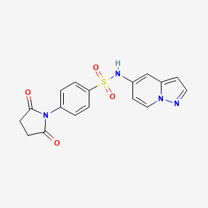 molecular formula C17H14N4O4S B2483439 4-(2,5-dioxopyrrolidin-1-yl)-N-(pyrazolo[1,5-a]pyridin-5-yl)benzenesulfonamide CAS No. 2034587-24-9