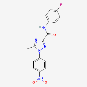 molecular formula C16H12FN5O3 B2483442 N-(4-fluorophenyl)-5-methyl-1-(4-nitrophenyl)-1H-1,2,4-triazole-3-carboxamide CAS No. 321431-08-7