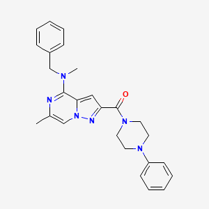 {4-[Benzyl(methyl)amino]-6-methylpyrazolo[1,5-a]pyrazin-2-yl}(4-phenylpiperazino)methanone