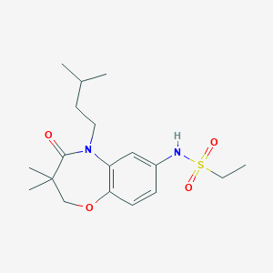 molecular formula C18H28N2O4S B2483447 N-(5-异戊基-3,3-二甲基-4-氧代-2,3,4,5,6,7,8-六氢苯并[b][1,4]噁唑-7-基)乙烷磺酰胺 CAS No. 922134-01-8
