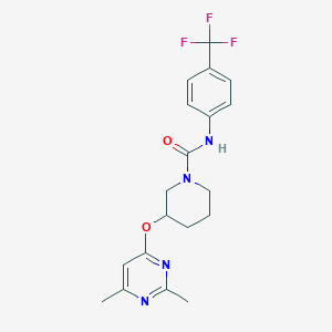 molecular formula C19H21F3N4O2 B2483451 3-((2,6-dimethylpyrimidin-4-yl)oxy)-N-(4-(trifluoromethyl)phenyl)piperidine-1-carboxamide CAS No. 2034618-25-0