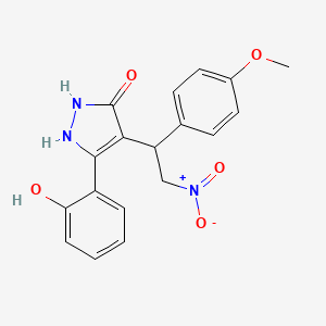 molecular formula C18H17N3O5 B2483452 3-(2-hydroxyphenyl)-4-[1-(4-methoxyphenyl)-2-nitroethyl]-1H-pyrazol-5-ol CAS No. 956574-52-0