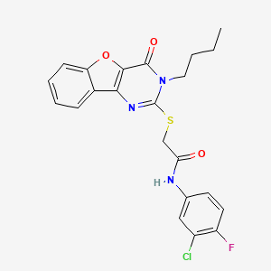 2-[(3-butyl-4-oxo-3,4-dihydro[1]benzofuro[3,2-d]pyrimidin-2-yl)sulfanyl]-N-(3-chloro-4-fluorophenyl)acetamide