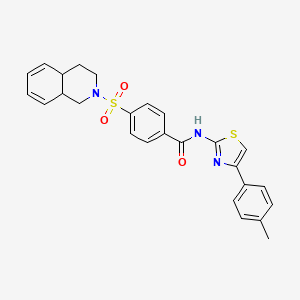 molecular formula C26H25N3O3S2 B2483478 4-((1,4,4a,8a-四氢异喹啉-2(3H)-基)磺酰)-N-(4-(对甲苯)噻唑-2-基)苯甲酰胺 CAS No. 391876-49-6