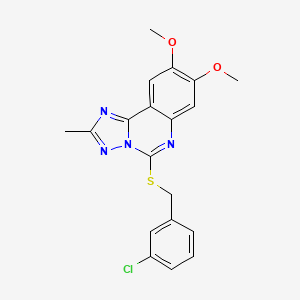 molecular formula C19H17ClN4O2S B2483482 5-[(3-Chlorobenzyl)thio]-8,9-dimethoxy-2-methyl[1,2,4]triazolo[1,5-c]quinazoline CAS No. 901755-66-6