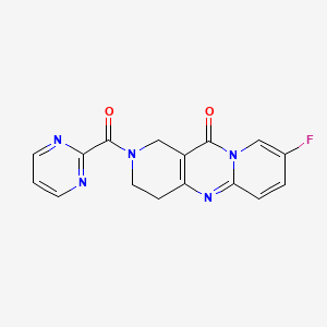 molecular formula C16H12FN5O2 B2483502 8-氟-2-(嘧啶-2-甲酰)-3,4-二氢-1H-二嘧啶并[1,2-a:4',3'-d]嘧啶-11(2H)-酮 CAS No. 2034275-51-7