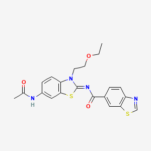 molecular formula C21H20N4O3S2 B2483506 (Z)-N-(6-乙酰氨基-3-(2-乙氧基乙基)苯并[d]噻嗪-2(3H)-基亚甲基)苯并[d]噻嗪-6-甲酰胺 CAS No. 865174-18-1