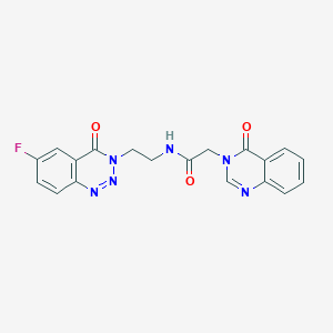 molecular formula C19H15FN6O3 B2483509 N-(2-(6-fluoro-4-oxobenzo[d][1,2,3]triazin-3(4H)-yl)ethyl)-2-(4-oxoquinazolin-3(4H)-yl)acetamide CAS No. 1903846-10-5