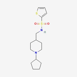 molecular formula C15H24N2O2S2 B2483510 N-((1-cyclopentylpiperidin-4-yl)methyl)thiophene-2-sulfonamide CAS No. 953259-41-1