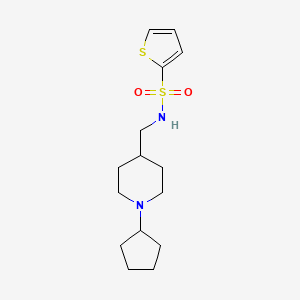 molecular formula C15H24N2O2S2 B2483510 N-((1-シクロペンチルピペリジン-4-イル)メチル)チオフェン-2-スルホンアミド CAS No. 953259-41-1