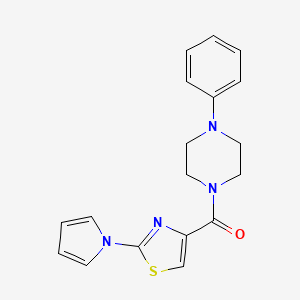 molecular formula C18H18N4OS B2483511 (2-(1H-pyrrol-1-yl)thiazol-4-yl)(4-phenylpiperazin-1-yl)methanone CAS No. 1235667-86-3