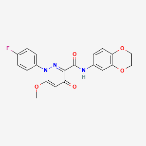 molecular formula C20H16FN3O5 B2483518 N-(2,3-dihydro-1,4-benzodioxin-6-yl)-1-(4-fluorophenyl)-6-methoxy-4-oxo-1,4-dihydropyridazine-3-carboxamide CAS No. 1251697-98-9