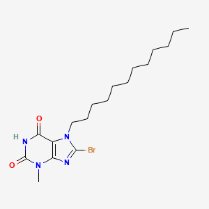 molecular formula C18H29BrN4O2 B2483519 8-溴-7-十二烷基-3-甲基-1H-嘌呤-2,6(3H,7H)-二酮 CAS No. 189126-81-6