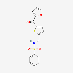 molecular formula C16H13NO4S2 B2483521 N-((5-(furan-2-carbonyl)thiophen-2-yl)methyl)benzenesulfonamide CAS No. 1798022-24-8
