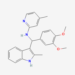 molecular formula C24H25N3O2 B2483532 N-[(3,4-二甲氧基苯基)(2-甲基-1H-吲哚-3-基)甲基]-4-甲基嘧啶-2-胺 CAS No. 537011-52-2