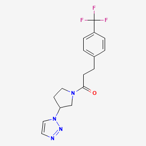 molecular formula C16H17F3N4O B2483535 1-(3-(1H-1,2,3-三唑-1-基)吡咯啉-1-基)-3-(4-(三氟甲基)苯基)丙酮 CAS No. 1798661-63-8