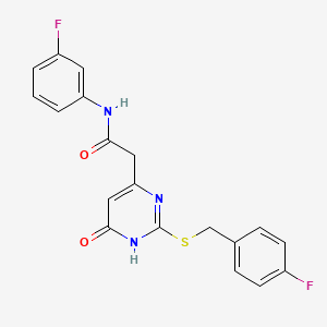 molecular formula C19H15F2N3O2S B2483536 2-(2-((4-fluorobenzyl)thio)-6-oxo-1,6-dihydropyrimidin-4-yl)-N-(3-fluorophenyl)acetamide CAS No. 1040645-00-8